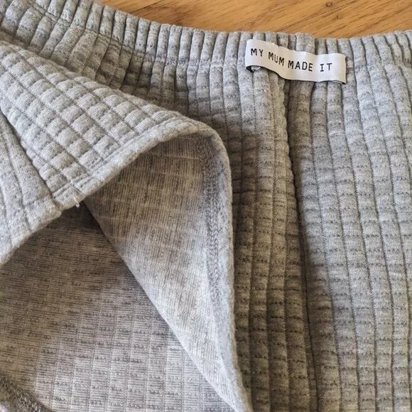 MY MUM MADE IT Grey Quilted Knit Crop Top and Booty Shorts Lounge Set Women’s M - Picture 3 of 7